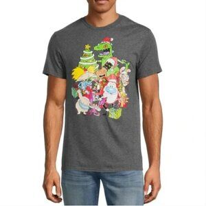 Nickelodeon Christmas Shirt Short Sleeves Holiday M Unisex Hey Arnold Reptar